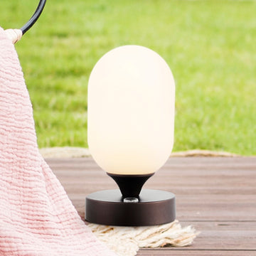 Eli 8" Bohemian Farmhouse Iron Rechargeable Integrated LED Table Lamp - JONATHAN Y